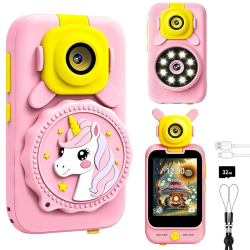 Telefono Giocattolo per Bambini, Macchina Fotografica, Regalo Bambina 3 4 5 6 7 8 Anni, Cellulare per Bambini, Unicorno Telefoni Educativi Finto per Bambina, Regali di Compleanno e Natale per Ragazze