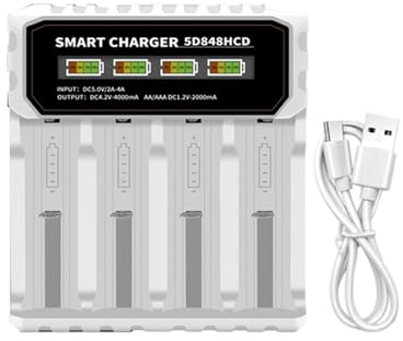 Station de de Batterie Intelligente à 4 Baies pour cellules 3, 7 V 4, 2 V avec Protection Contre Les surcharges, sécurité Contre l ' Inversion de polarité, arrêt Automatique du Chargement de la
