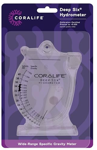 Coralife Aquarium Fish Tank Deep Six Hydrometer for Measuring Water Salinity PPT and Specific Gravity | Salinity meter with easy-read scale, ±0.001 accuracy, bubble-resistant specific gravity hydrometer