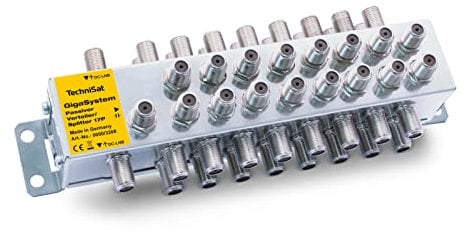 TechniSat Passiver Verteiler 17P - verteilt eine Stammleitung auf 2 Trassen (4 dB Dämpfung, keine Stromversorgung nötig, 17 Eingänge, 2 x 17 Ausgänge)