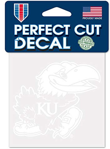 WinCraft NCAA Kansas Jayhawks 4x4 Perfect Cut weißer Aufkleber, Einheitsgröße, Teamfarbe