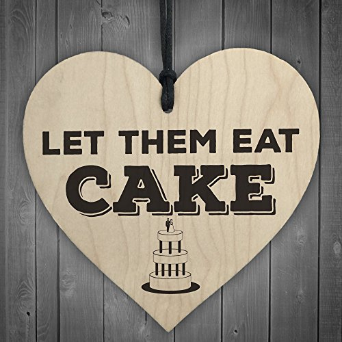 RED OCEAN Let Them Eat Cake Novelty Wooden Hanging Heart Plaque Shabby Chic Wedding Sign
