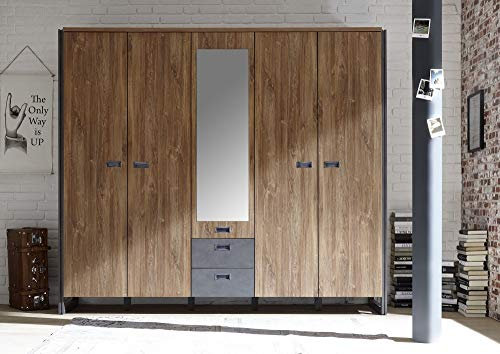 Beauty.Scouts Kleiderschrank Java Large Schrank, Garderobenschrank, Schlafzimmerschrank, Schlafzimmer, Garderobenschrank, Ankleideschrank, Stirling Oak Nachbildung, 232x202x60 cm