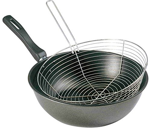 La Ideal Bratpfanne antihaftbeschichtet mit Frittierkorb, schwarz, 26 cm, 10 Stück