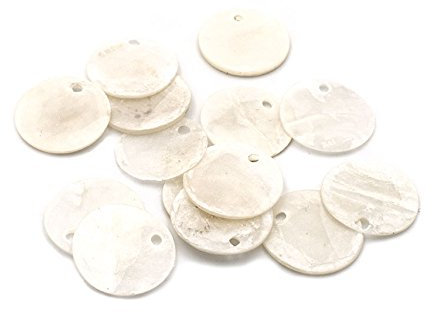 Vintageparts DIY Schmuck zarte Plättchen aus Perlmutt in vanille 15 mm 20 Stück