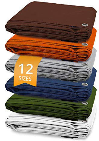 casa pura Heavy Duty Tarpaulin - High Density Tarpaulin - Woven Polyethylene and Double Laminated | 100% Waterproof and UV Protected - 6x8m, 140g/m², Orange