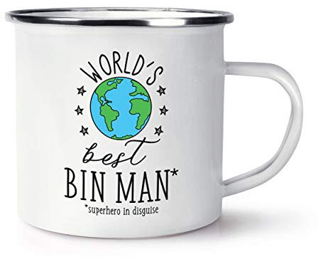 World's Best Bin Man Enamel Mug Cup