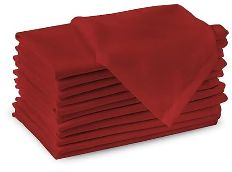 Encasa XO Baumwollstoffservietten | 12er-Set | Größe 43x43 cm | Deep Red Volltonfarbe | Waschmaschinenfest