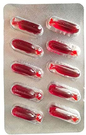 geneic 10 Stück Halloween Fake Blut Kapsel Pillen Vampir Horror Lustig Witz Streich Trick Cosplay Fancy Make-up Zubehör
