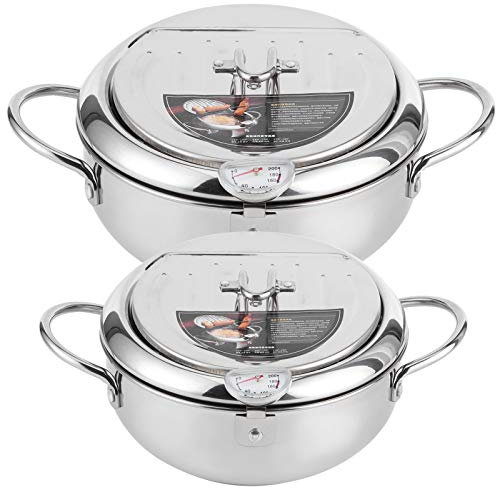 HEEPDD Poêle à Frire Profonde, poêle à Frites Friteuse Tempura Friteuse avec Japonais et cuisinière à Induction Compatible(s)