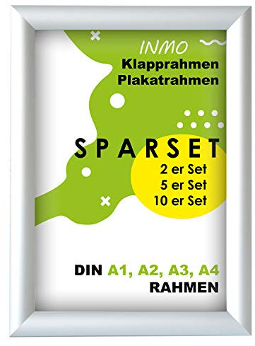 INMO Alu-Klapprahmen DIN A3 mit Aluminium Profil ohne Glas - Klappbarer Bilderrahmen Silber - Fotorahmen für Bilder, Poster, Plakate 32,60 x 45,10 cm Urkundenrahmen
