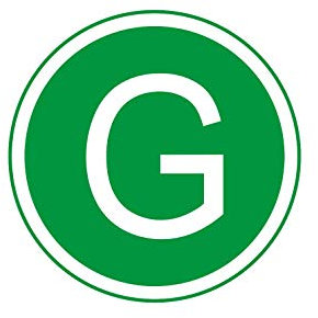 Suplimentar Aufkleber G zur Kennzeichnung für geräuscharme Fahrzeuge weiß und grün (Außen-Ø 230 mm)