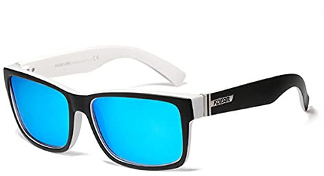 WQZYY&ASDCD Sonnenbrille Herren Damen Quadratische Polarisierte Männer Sport Stil Fahrfischer Objektiv Brille Male-Black_White_Frame