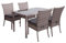 Mendler Poly-Rattan Garnitur HWC-G19, Sitzgruppe Balkon-/Lounge-Set, 4xStuhl+Tisch, 120x75cm - grau-braun, Kissen dunkelgrau