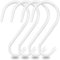 HiGift - Ganci a S con rivestimento in vinile da 15,8 cm, resistenti, a forma di S, per appendere piante, cesto, luci, vestiti, jeans, pentole, asciugamani, cappelli (4 pezzi), colore: bianco