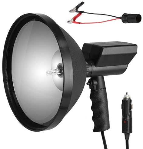 EVTSCAN Linterna HID de 100 W, foco de 9 pulgadas para interiores y exteriores, foco de mano de 12 V, foco portátil, foco portátil para acampar, canotaje, foco de trabajo agrícola