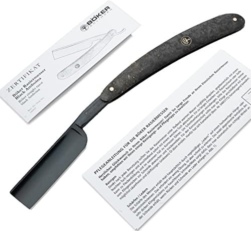 Böker Manufaktur Solingen Black Amboina Rasiermesser mit einer hochfesten Kohlenstoffstahl Klinge - Heft aus exotischem Amboina Holz