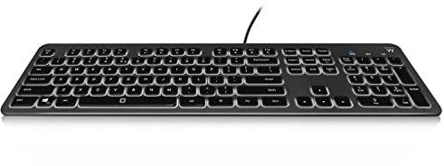 Ewent EW3268 Tastatur mit LED-Hintergrundbeleuchtung, USB-Kabel, Standardgröße, großer Druck, italienisches QWERTY-Layout, schwarz/grau