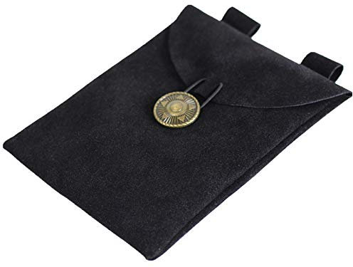 Linghe Wikinger Mittelalter LARP Kostüm Gürteltasche Mittelalterliche Renaissance Ledertasche Gürteltasche Lederbeutel Geldkatze Geldbeutel (Schwarz)