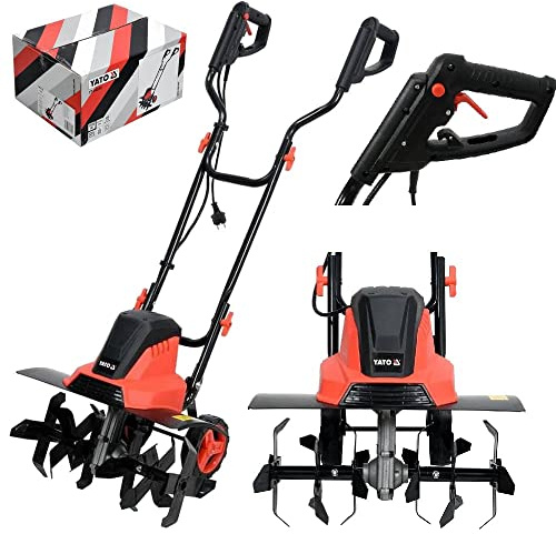 YATO Motobinatrice elettrica da giardino – 1500 W – 6 lame – Larghezza di lavoro 40 cm