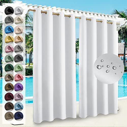 YangAera Outdoor Curtains 47.2x94.9in (1 Panel) Waterproof Blackout Thermal Insulated Curtain with Stainless Top Eyelet for Outside Pergola/Porch/Pool/Yard Deck/Decor Open-air Dining-Color1#