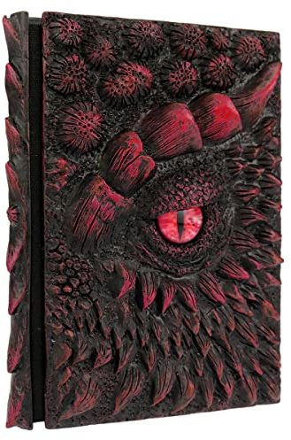 Mazeran 3D Dragon Hardcover Embossed Journal, Antique Handmade Lava Dragon Eye Polystone A5 Blank Craft Writing Sketch Notebook Daily Notepad, Home Ornament Artistic Fantasy Decoration