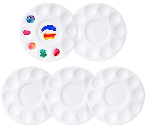 5 Stücke Runde Farbe Palette Aquarell Malerei Paletten Kunststoff Farbe Tray Kunst liefert Paint Palette Tablett für Kunstmalerei, DIY Handwerk, Öl