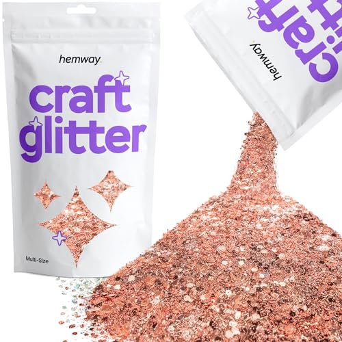 Hemway Craft Glitter - Mélange De Paillettes Fines Et Épaisses Multi-Tailles Pour Les Travaux Manuels, Les Gobelets, Les Décorations De Peinture En Résine - Or Rose - 100g / 3.5oz