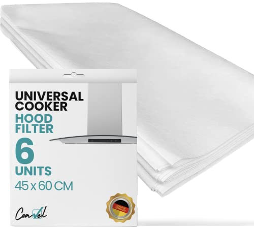 COAVEL 6 Filtros universales antigrasa, de papel, 1 mm de espesor, adaptables a cualquier campana extractora de cocina 45 x 60 cm.