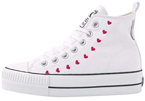 British Knights Damen Kaya MID Sneaker, Weiss Herzen, 36 EU