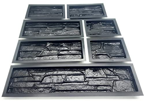 BETONEX 7 Stück ABS 2 mm Kalkstein Naturstein Form Kunststoff Zement Formen Zement Wand Form Beton Fliesen Ziegel DIY Formen – De Pared Formen para Cemento Rock Formen für Beton Prensa