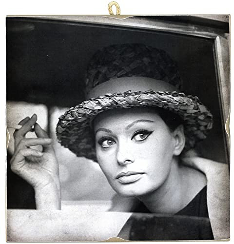 KUSTOM ART Bild im Vintage-Stil, berühmte Schauspieler, Sofia Sophia Loren, Sammlerstück auf Holz, 23 x 23 cm.