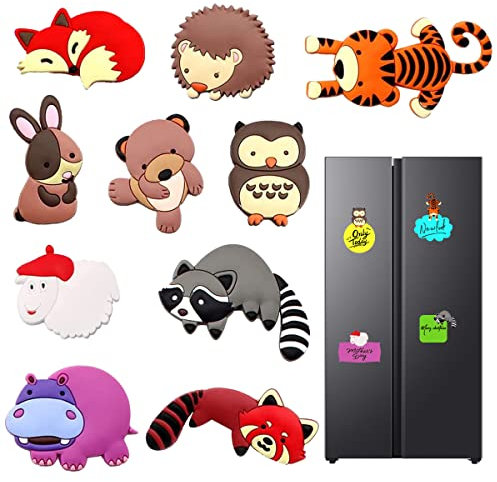 Silikon 3D Magnete Kühlschrank,10 Stücke Tiere Kühlschrankmagnete,Cartoon Zoo Tier Kühlschrank Magnet, Kühlschrank Magnete Geeignet für Whiteboard Vorschulunterricht, Zuhause, Klassenzimmer