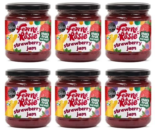 Fearne & Rosie Strawberry Jam, Award Winning, More Fruit & 40% Less Sugar, Vegan Friendly, Gluten Free, 100% Natural Ingredients, No Palm Oil, No Concentrates & B Corporation Certified 6 x 310g Jar