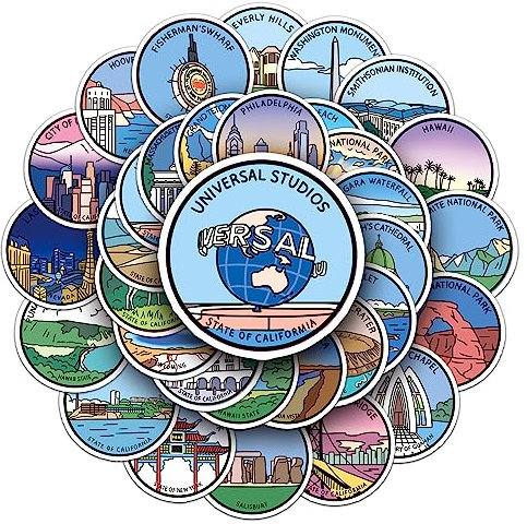 Places of Interest in The Middle East Stickers for Laptop (50 PCS),Gift for Children Teens Adults Girl Boys,Waterproof Stickers for Water Bottle,Vinyl Stickers for Scrapbook,Skateboard,Bike,Phone