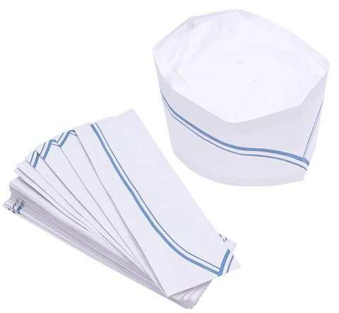DOITOOL 40 cappelli da cucina usa e getta, in carta, monouso, colore: blu, Blu, 10X29CM
