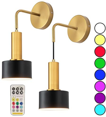 Aiehnid Wall Lamp Set Of 2 Dimmable (Color : Black)