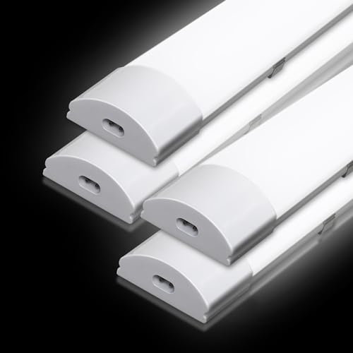 Jopassy Feuchtraumleuchte LED 4x 150cm Neutralweiß IP65 Wasserfest feuchtraumlampe Werkstattlampe leuchtstofflampe Wannenleuchte lampe feuchtraum Leuchte für Garage Keller Bad Büro Warenhaus