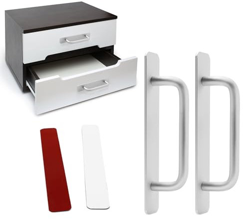Okoss 4 Stück Möbelgriffe,Selbstklebende Schrankgriffe Aluminium Möbelgriffe Ohne Bohren Griff Schubladengriffe Schrank Silber Türgriffe für Kleiderschrank Schiebetür Balkontür Gartentür(148mm)