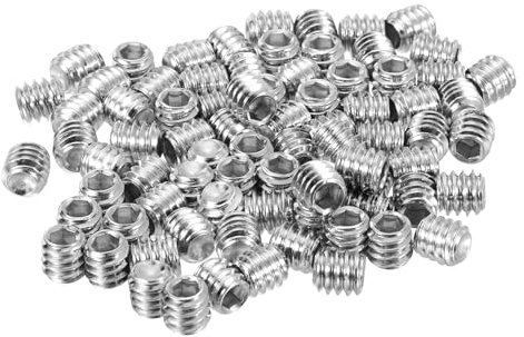 uxcell 100Pcs Hex Socket Grub Screw, 1/4-20x1/4 304 Stainless Steel Head Socket Set Screws Flat Point Grub Bolt for Door Handles, Light Fixture Repair