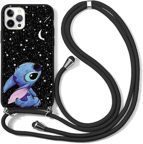 Stradvnaly Handykette für Samsung Galaxy S22 5G 6.1 Hülle mit Band, Stitch Animation Design Necklace Handyhülle mit Kordel zum Umhängen Silikon Weich TPU Schutzhülle,H1