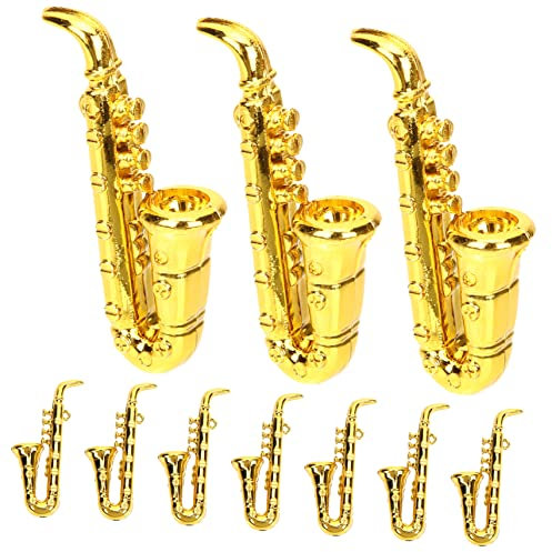 DIKACA 10 Stück Musikinstrument Modell Kleines Musikalisches Miniatur Saxophon Requisite Saxophon Spielzeug Miniatur Musikspielzeug Kleines Saxophon Winziges Saxophon Miniatur