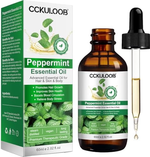 Peppermint Essential Oil, 60ml Pure Peppermint Oil, Natural Mint Scent Suitable for Diffusers, Humidifiers, Aromatherapy, Hair - 2.02 fl.oz