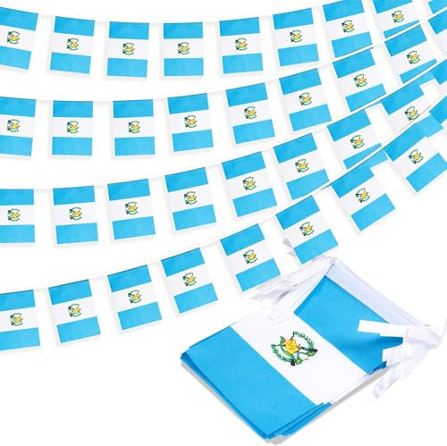 Guatemala String Flag Wimpel Banner, Kleine Mini Guatemaltekische Flaggen Wimpelkette Banner, Nationale Landdekoration für Schule, Party, Sportveranstaltungen, Patriotisches Festival, 33 Fuß 30