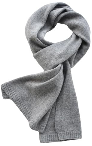 Kaschmir-Schal für Damen, einfarbig, Winterschal, Strickschal, kurze Wollschals, grau, Adults 155CM