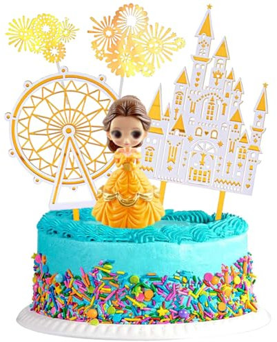 Tortendeko Mädchen, Gold Prinzessin Tortendeko, Riesenrad kuchen deko,tortendeko prinzessin mädchen,für Prinzessin für Prinzessinnen-Mottopartys