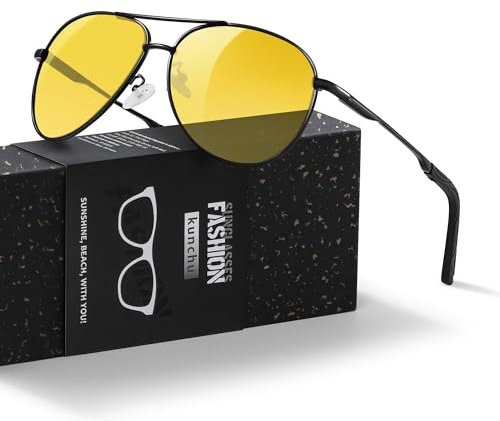 Nachtsichtbrille für Autofahrer Herren Damen Überzieh Nachtsichtbrille Gelb Getönte Polarisierte Gläser Nachtbrille zum Autofahren Blendschutz Ultra Leicht