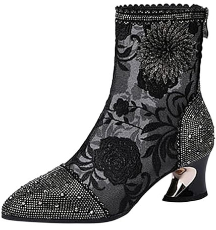 WKAYsIV Stivaletti-Traforati-Primaverili-Sintetica Stivaletti Estivi da Donna con Punta Aperta Tacco a Spillo Sandali Chiusura Lampo Morbidi 39 26.99