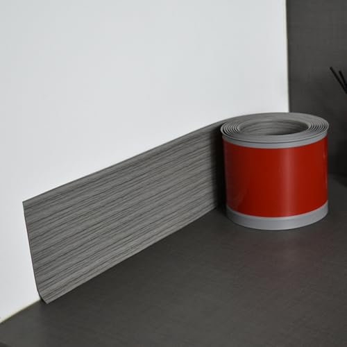 BlissfulAbode Bordo per battiscopa in PVC, rivestimento flessibile per battiscopa in plastica, parti decorative per stampaggio substrato impermeabile, 2 m x 10 cm (grigio)