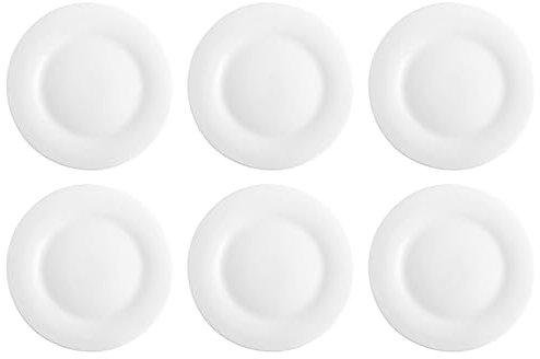 Acan Tradineur - Pack de 6 Platos Llanos para postres Modelo Elba - Fabricado en Vidrio Opal - Ideal para cenas Familiares y Eventos - Ø 20 x 2 cm